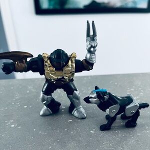 Action Figure and Dog Toy Set in Black and Gold